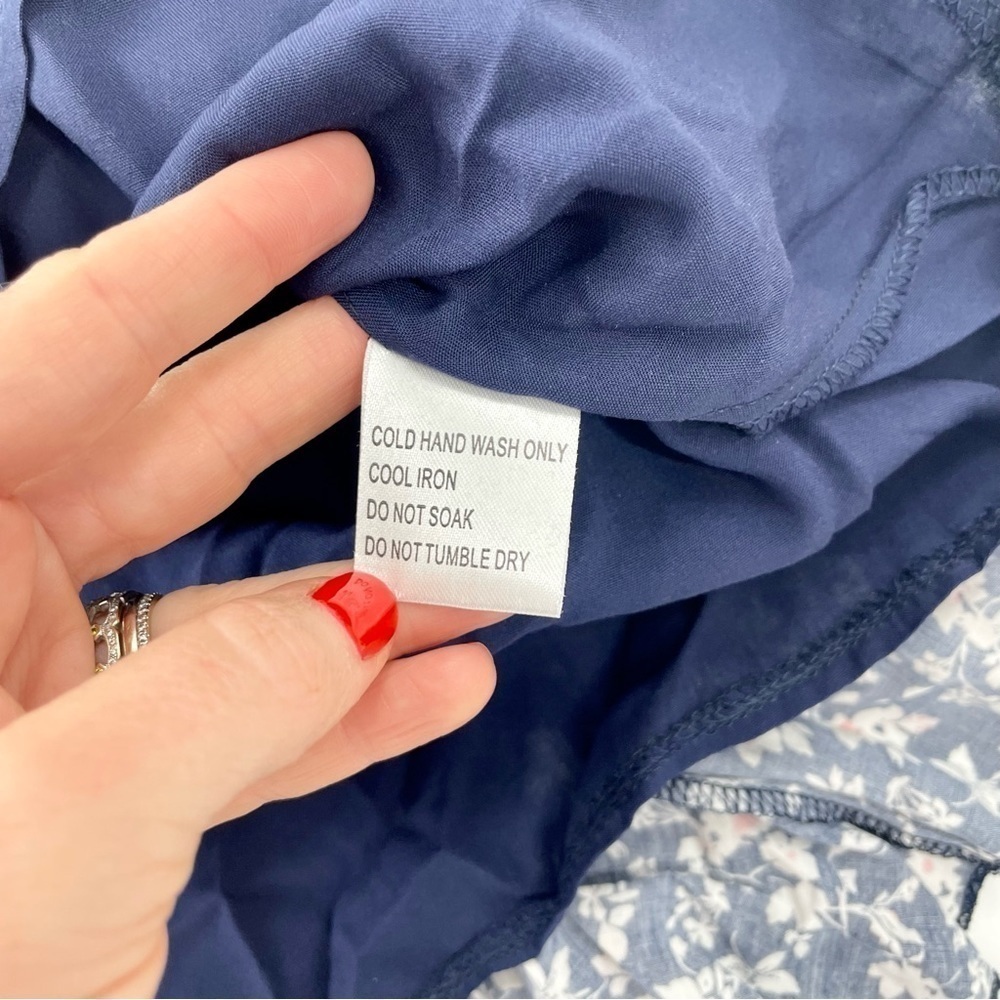 RUMOR Floral Ditzy Daisy Navy Blue spaghetti strap lined mini dress - Picture 7 of 9